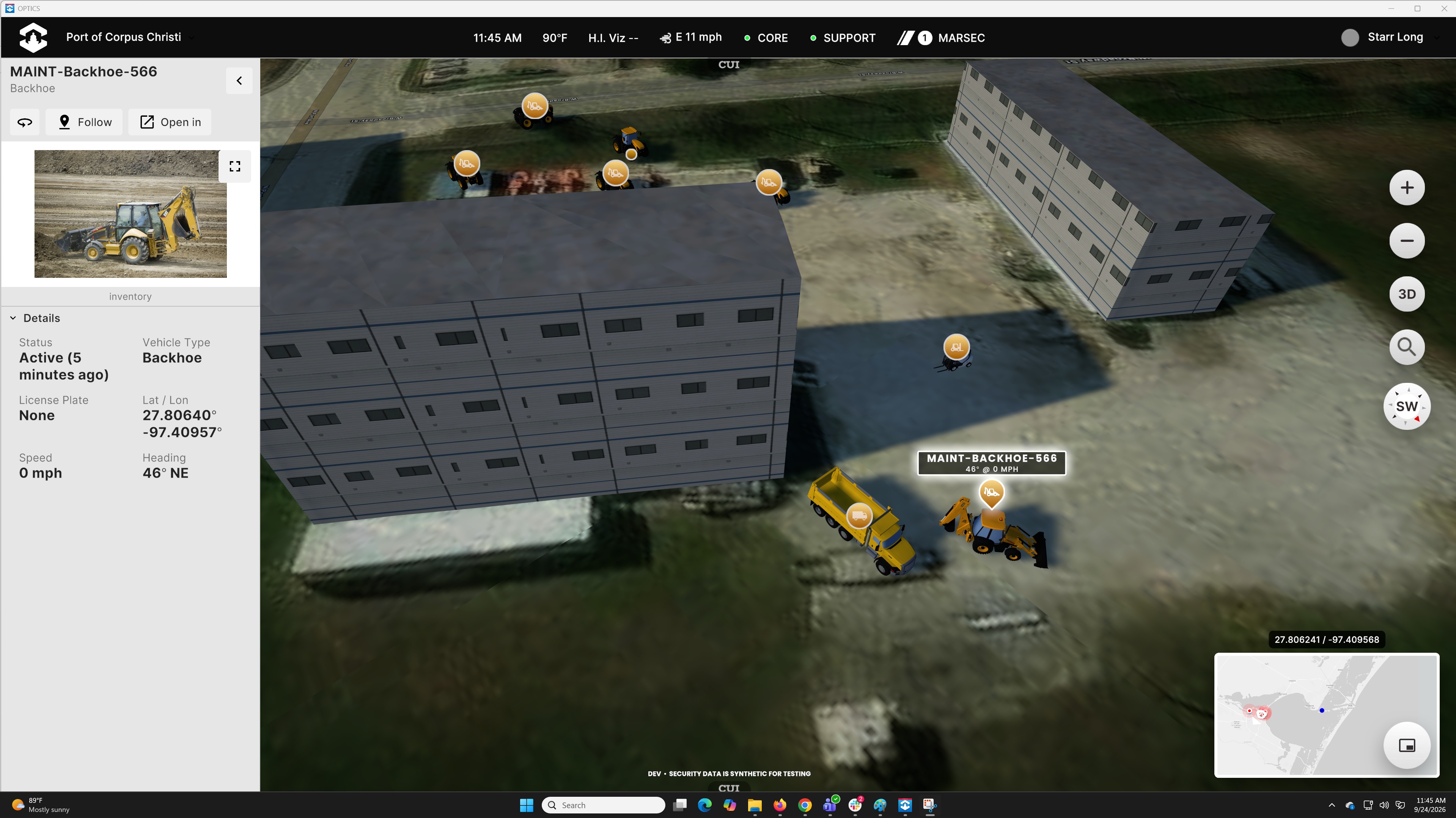 optics vehicle backhoe